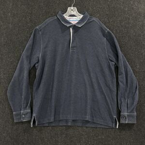 Tommy Bahama Pullover Shirt Mens XXL Navy Blue Polo Casual Preppy Long Sleeve